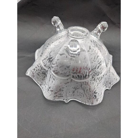 Vintage crimped ruffle bowl clear frosted elegant glass 9: - Picture 8 of 10